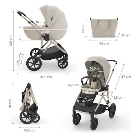 Poussette évolutive 2 en 1 suspension améliorée pour enfants à 22 kg Beige / sand dune+Velvet mocca+Venezian black+Vert foncé 6 - vertbaudet enfant 
