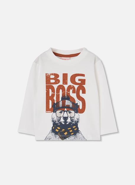T-shirt garçon en maille imprimé ours Blanc 2 - vertbaudet enfant 
