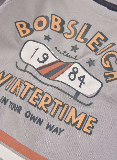 T-shirt garçon en maille imprimé bobsleigh Gris 3 - vertbaudet enfant 