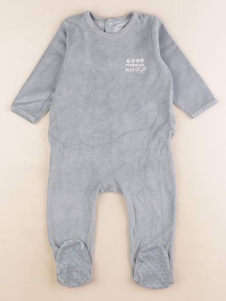 Pyjama velours - 18 mois Bleu 1 - vertbaudet enfant 
