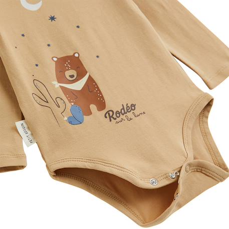 Lot de 2 bodies bébé manches longues moka Marron 3 - vertbaudet enfant 