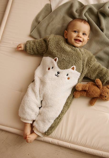 Surpyjama bébé en sherpa ginkgo Vert 1 - vertbaudet enfant 