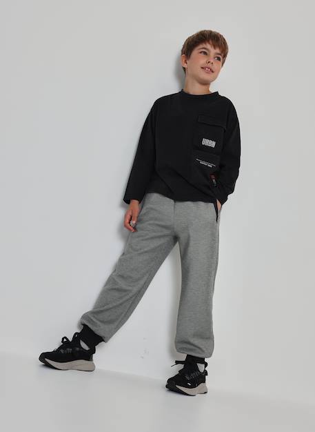 Pantalon garçon en maille avec poches zippées Noir 1 - vertbaudet enfant 