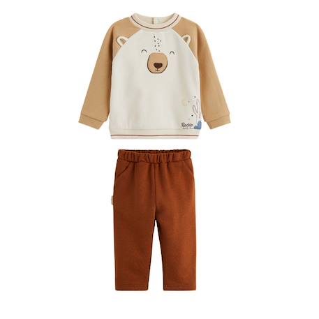 Ensemble bébé sweat et pantalon en molleton moka Marron 2 - vertbaudet enfant 