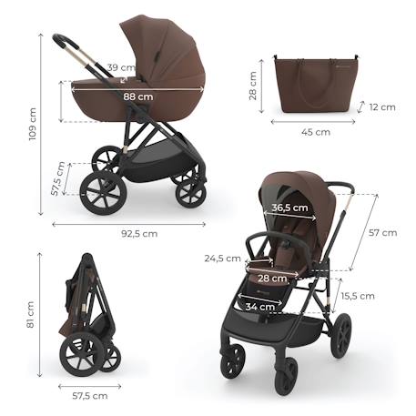 Poussette évolutive 2 en 1 suspension améliorée pour enfants à 22 kg Beige / sand dune+Velvet mocca+Venezian black+Vert foncé 12 - vertbaudet enfant 