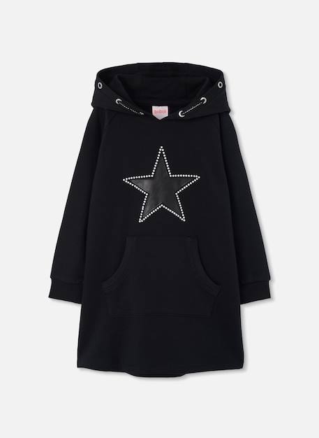 Robe en molleton avec étoile et capuche Noir 2 - vertbaudet enfant 
