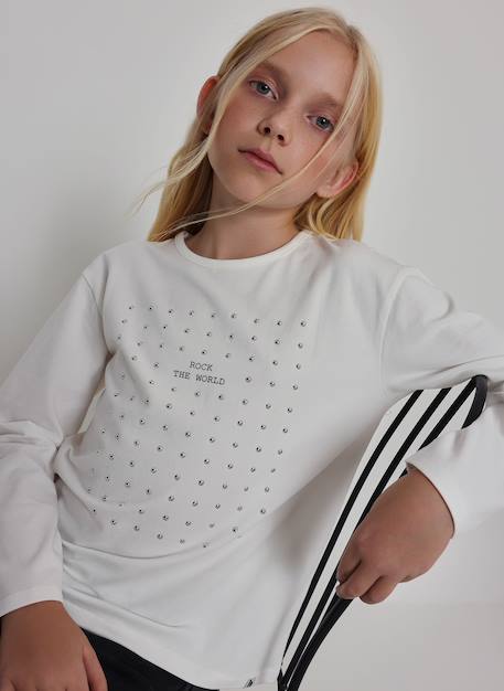 Fille-T-shirt fille en maille avec clous