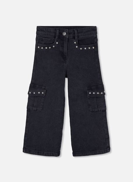 Pantalon fille denim avec étoiles Noir 2 - vertbaudet enfant 