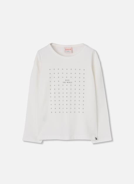 T-shirt fille en maille avec clous Blanc 2 - vertbaudet enfant 