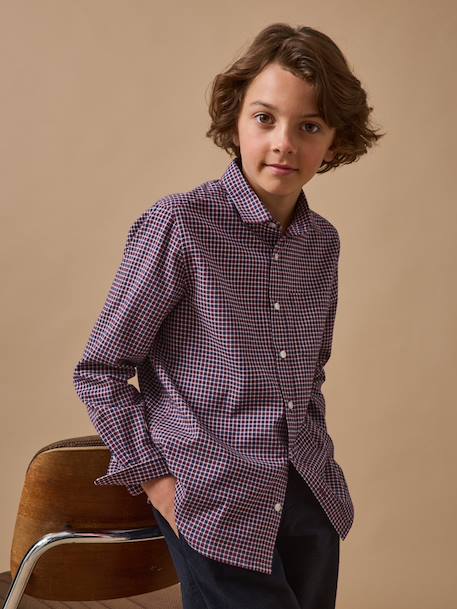 Chemise carreaux effet flanelle garçon Carreaux bordeaux 5 - vertbaudet enfant 