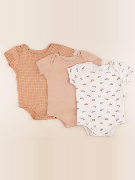 Lot de 3 bodies en coton - 24 mois Beige, marron 1 - vertbaudet enfant 