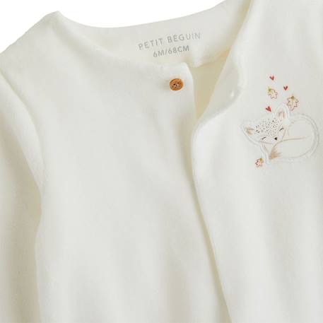 Ensemble bébé gilet et pantalon avec pieds en velours doucette Ecru 3 - vertbaudet enfant 
