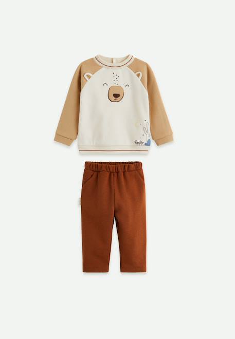 Bébé-Ensemble-Ensemble bébé sweat et pantalon en molleton moka