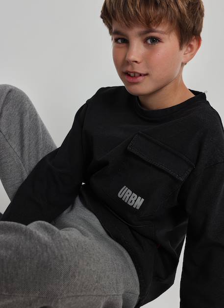 T-shirt garçon en maille avec texte urbn Noir 2 - vertbaudet enfant 