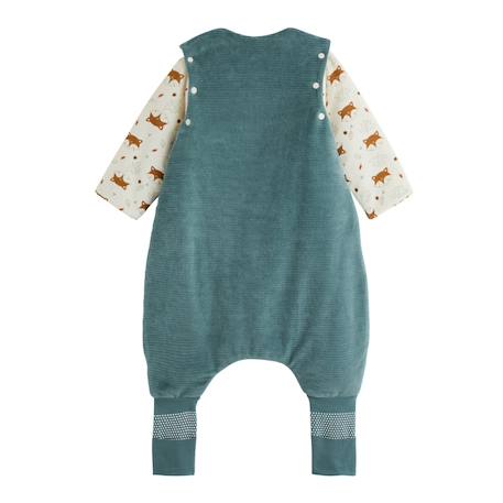 Turbulette tog 2 en velours avec pieds retroussables et manches amovibles ginkgo Vert 3 - vertbaudet enfant 