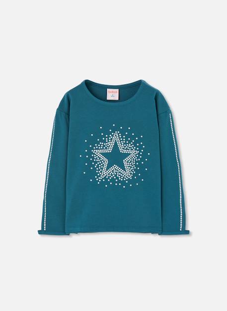 T-shirt fille en maille avec étoile en strass Vert 2 - vertbaudet enfant 