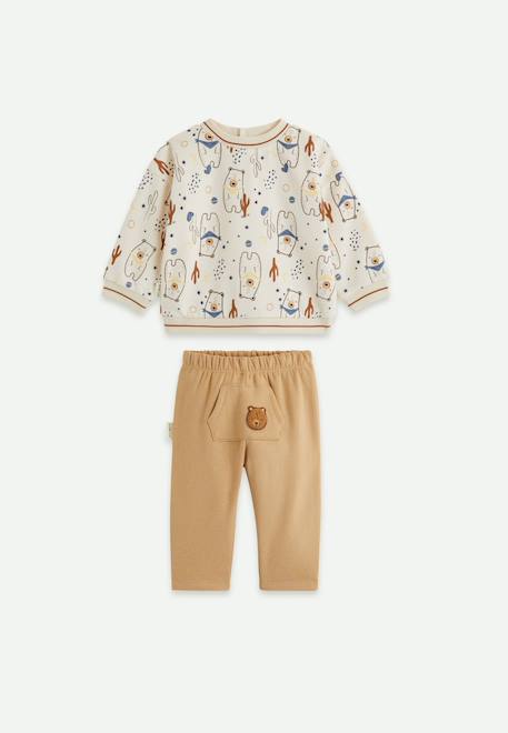 Bébé-Ensemble-Ensemble bébé sweat et pantalon en molleton moka