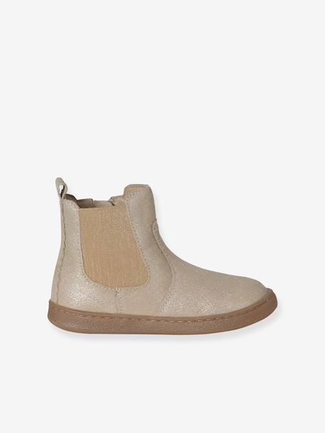 Boots fille cuir zippées beige+bronze+cacao+jaune d'or+marine+marron+noir+vert+vieux rose 18 - vertbaudet enfant 
