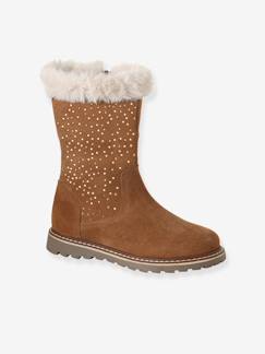 Boots fille en cuir zippées - vertbaudet enfant