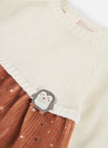Robe en maille combinée avec pingouin Blanc 3 - vertbaudet enfant 