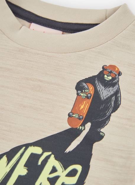 T-shirt garçon en maille imprimé skate Beige 4 - vertbaudet enfant 
