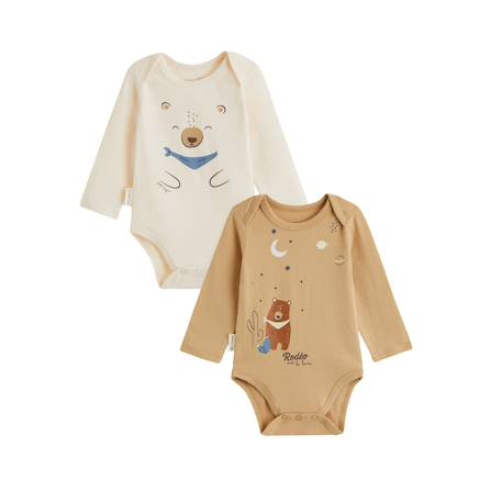 Lot de 2 bodies bébé manches longues moka Marron 2 - vertbaudet enfant 