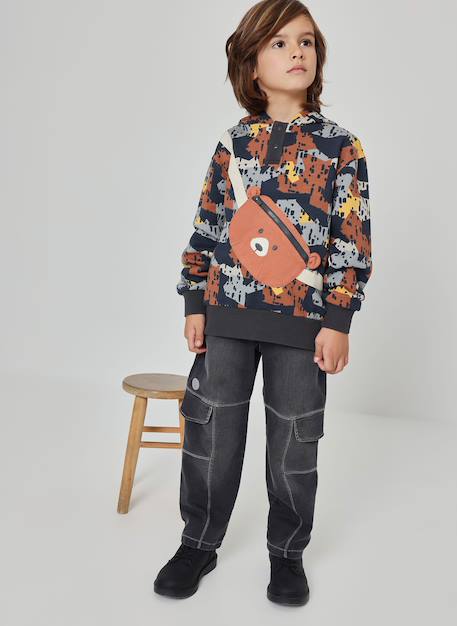 Pantalon garçon denim avec poches cargo Noir 1 - vertbaudet enfant 