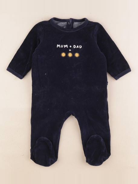 Pyjama velours - 6 mois Bleu 1 - vertbaudet enfant 