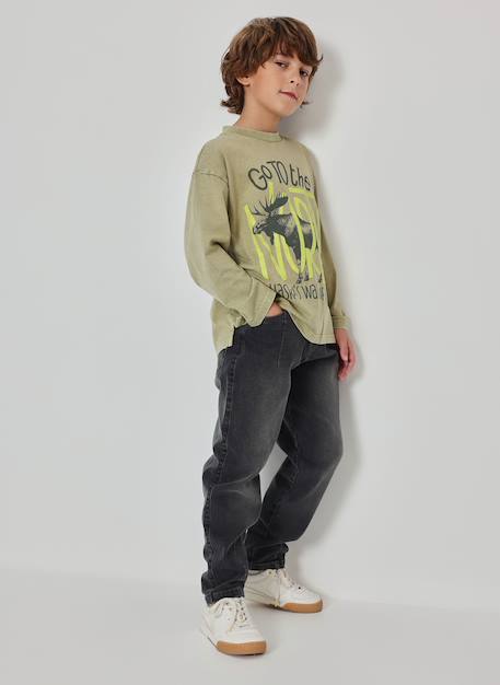 Pantalon garçon denim élastique Gris 1 - vertbaudet enfant 