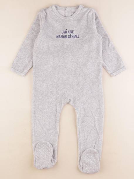 Pyjama velours - 3 ans Gris 1 - vertbaudet enfant 