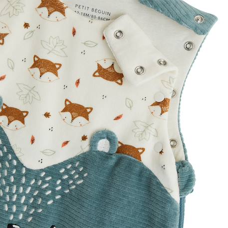 Turbulette tog 2 en velours avec pieds retroussables et manches amovibles ginkgo Vert 4 - vertbaudet enfant 