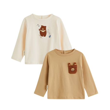 Lot de 2 t-shirts bébé manches longues moka Marron 2 - vertbaudet enfant 