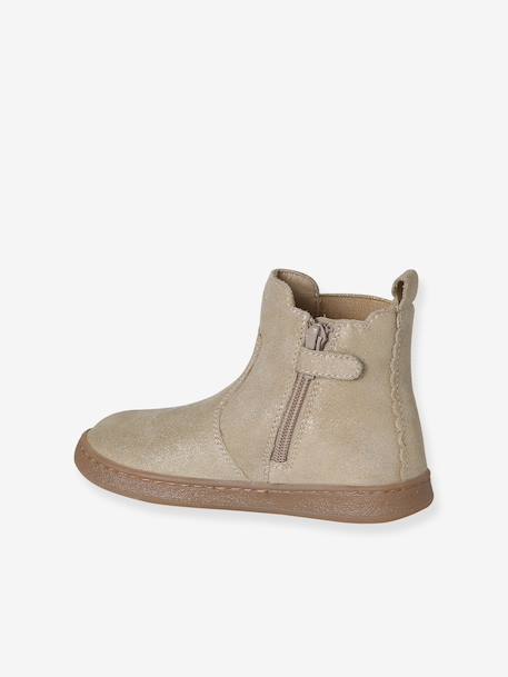 Boots fille cuir zippées beige+bronze+cacao+jaune d'or+marine+marron+noir+vert+vieux rose 19 - vertbaudet enfant 