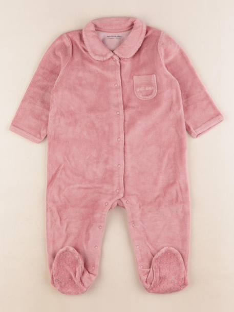 Pyjama velours - 12 mois Rose 1 - vertbaudet enfant 