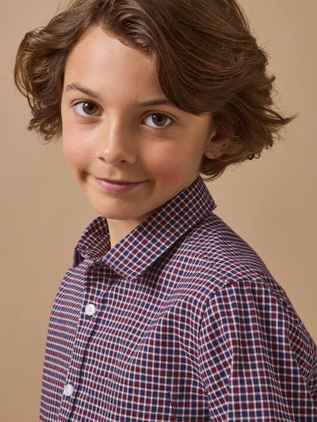 Chemise carreaux effet flanelle garçon Carreaux bordeaux 3 - vertbaudet enfant 