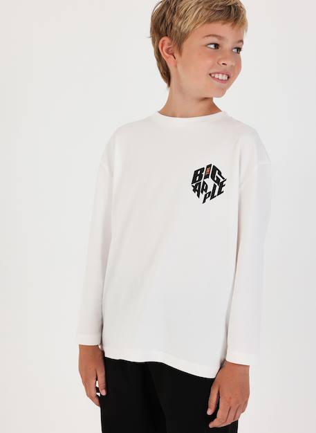 T-shirt garçon en maille imprimé big apple Blanc 1 - vertbaudet enfant 
