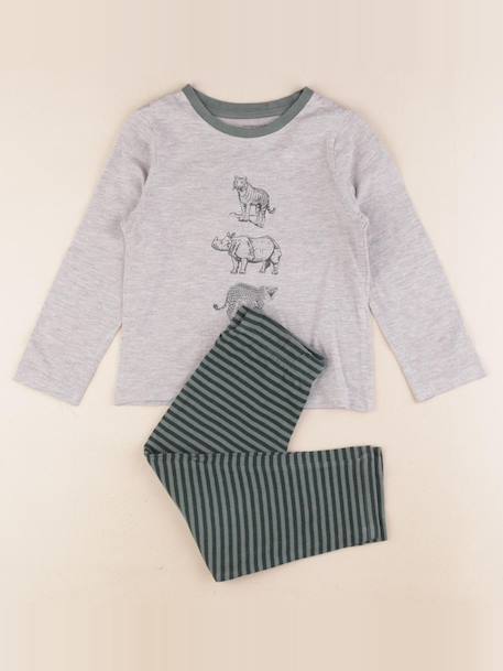 Pyjama coton - 4 ans Gris, vert 1 - vertbaudet enfant 