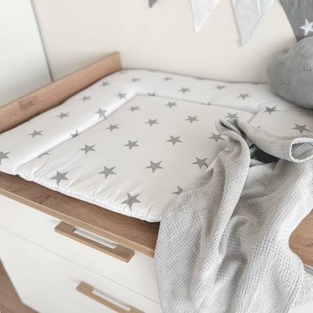 Matelas à langer imprimé Beige+Blanc - Étoiles LITTLE STARS+Blanc - Étoiles STERNENZAUBER+Blanc - gris / lapin miffy+Gris / pois+Vert pastel - woodland buddies 8 - vertbaudet enfant 