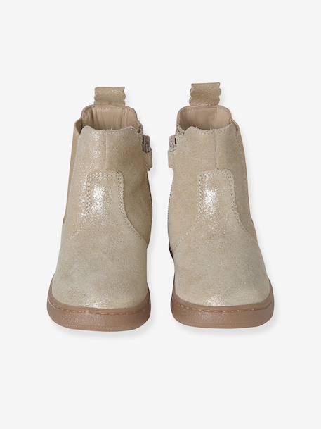 Boots fille cuir zippées beige+bronze+cacao+jaune d'or+marine+marron+noir+vert+vieux rose 20 - vertbaudet enfant 