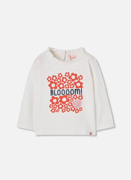 T-shirt fille imprimé fleurs Blanc 2 - vertbaudet enfant 