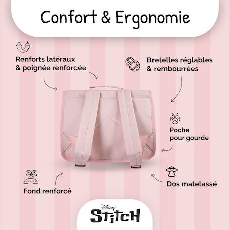Cartable de maternelle Disney Stitch - 32 cm Rose 3 - vertbaudet enfant 
