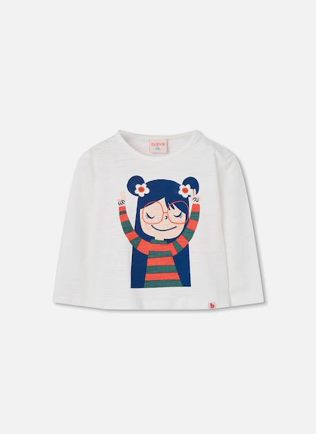T-shirt fille en maille imprimé à lunettes Blanc 2 - vertbaudet enfant 