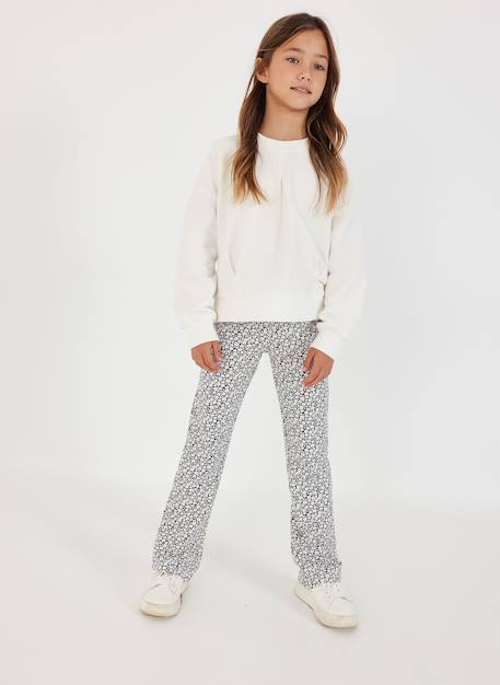 Sweat-shirt fille en molleton avec fronces Blanc 2 - vertbaudet enfant 
