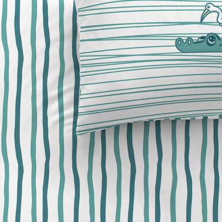 Parure de lit imprimée 100% coton, croco Vert 2 - vertbaudet enfant 