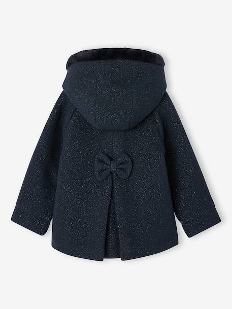 Manteau fille à capuche drap de laine beige chiné+marine 8 - vertbaudet enfant 
