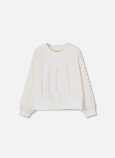 Sweat-shirt fille en molleton avec fronces Blanc 3 - vertbaudet enfant 