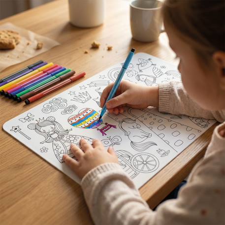 Set de table à colorier princesses Blanc 2 - vertbaudet enfant 