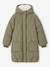 Doudoune fille longue à capuche doublée imitation fourrure kaki+noir 1 - vertbaudet enfant 
