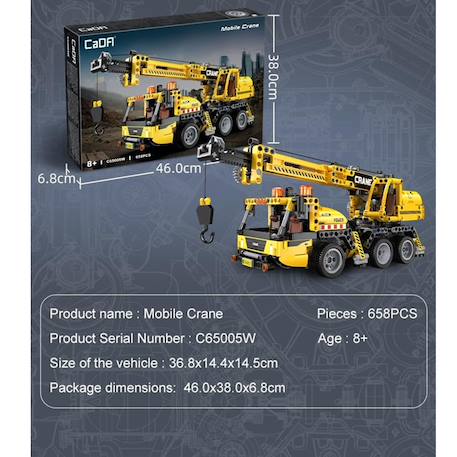 Camion grue 658 pièces Jaune 3 - vertbaudet enfant 