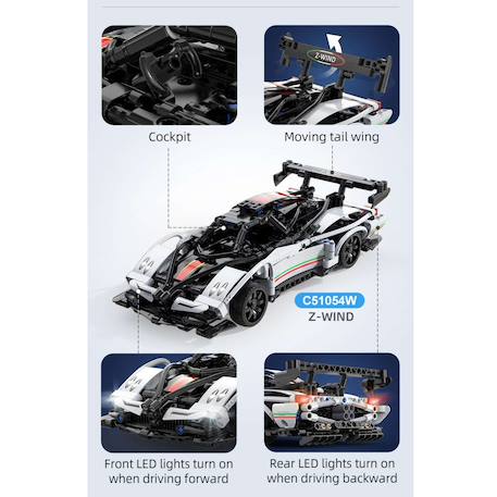 Voiture de sport rc supercar 457 pièces Blanc 6 - vertbaudet enfant 